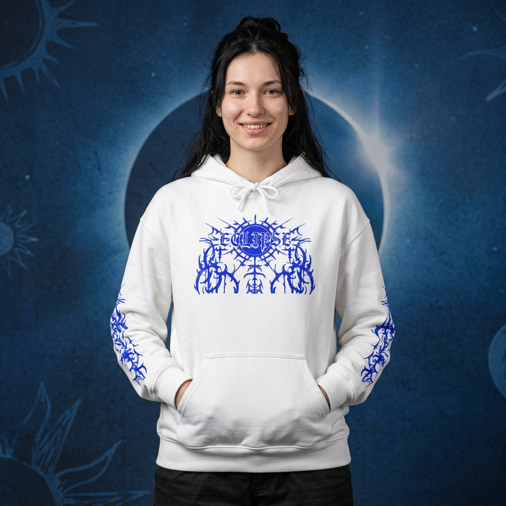 Blue Tribal Sun Hoodie — "Neither Side Is The Lie" Graphic Hoodie